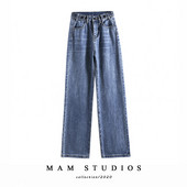 Ikdienas džinsi ar augstu vidukli un platām kājām