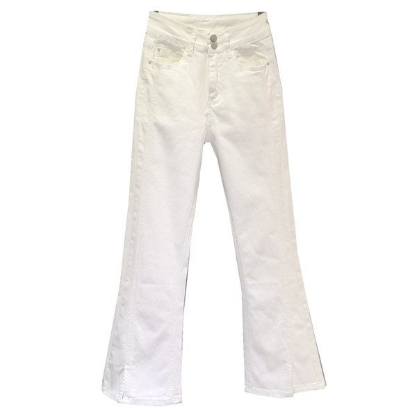 Blugi de damă moderni cu talie înaltă și fante