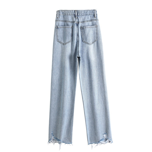 Blugi de dama model uni cu buzunar si talie inalta