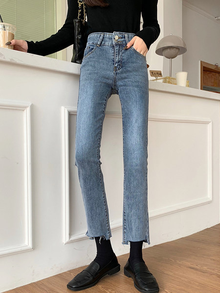 Blugi de dama cu talie inalta si lungime 9/10