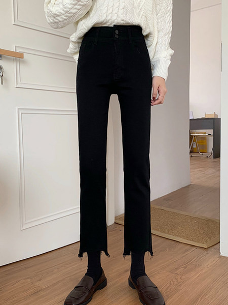 Blugi de dama cu talie inalta si lungime 9/10