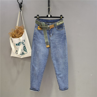 Γυναικεία τζιν casual με ψηλή μέση - μπλε χρώμα