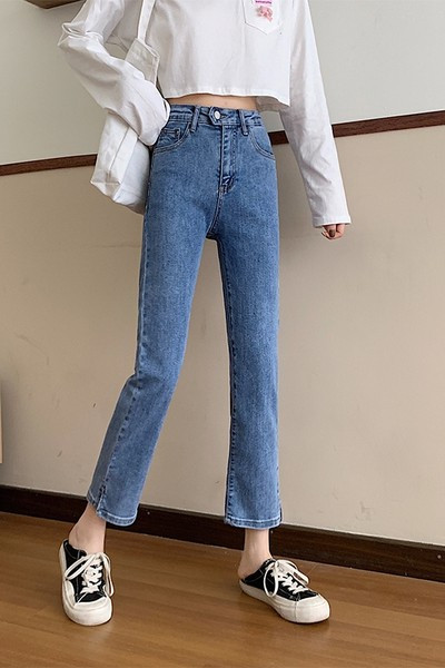 Blugi moderni elastici de dama cu buzunare si talie inalta