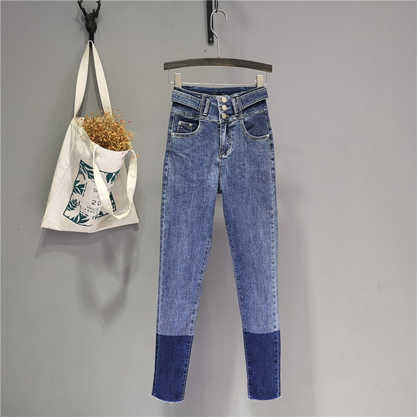 Blugi dama model slim cu talie inalta de culoare albastra