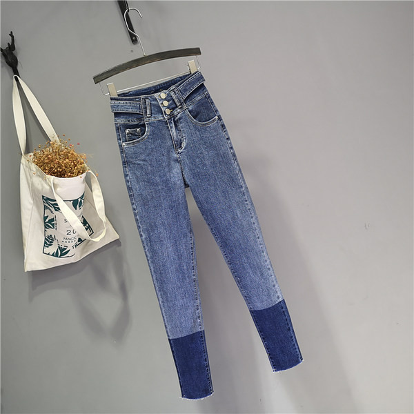 Blugi dama model slim cu talie inalta de culoare albastra