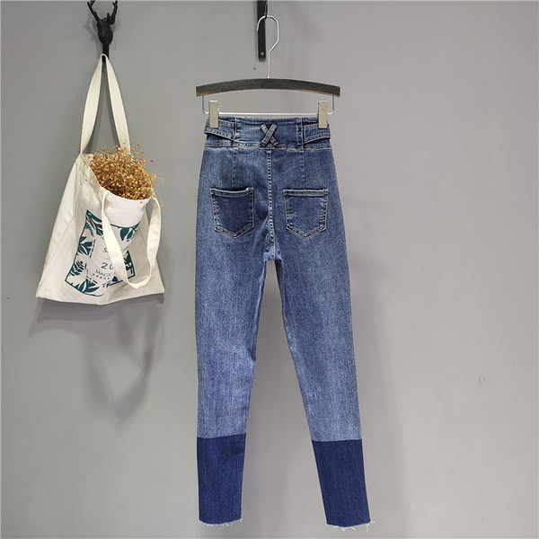 Blugi dama model slim cu talie inalta de culoare albastra