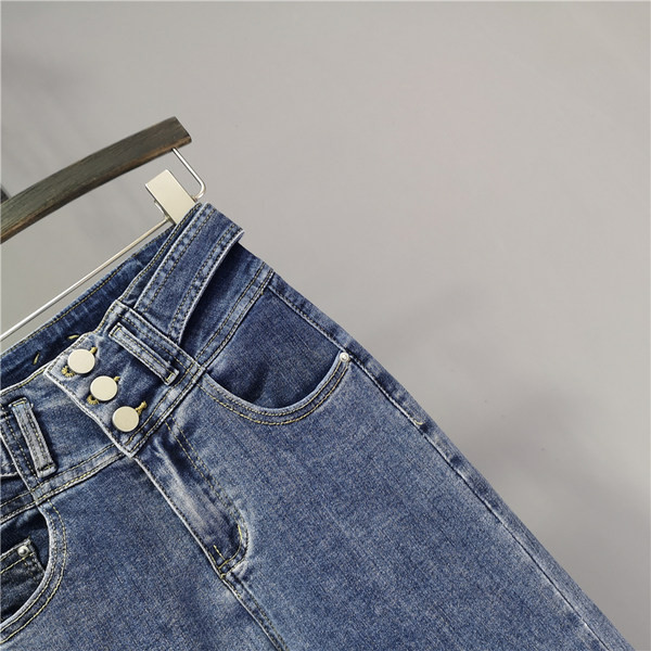 Blugi dama model slim cu talie inalta de culoare albastra