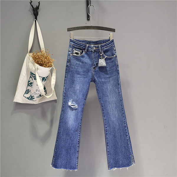 Νέο μοντέλο γυναικεία τζιν με υψηλή μέση - μπλε χρώμα