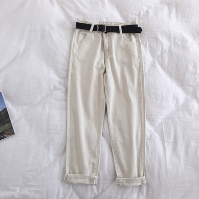 Γυναικεία τζιν ανοιξιάτικα με ψηλή μέση και ζώνη