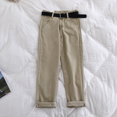 Γυναικεία τζιν ανοιξιάτικα με ψηλή μέση και ζώνη