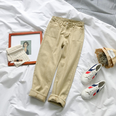 Blugi de dama cu talie inalta si buzunare-stil retro