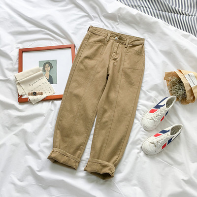 Blugi de dama cu talie inalta si buzunare-stil retro