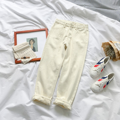 Blugi de dama cu talie inalta si buzunare-stil retro