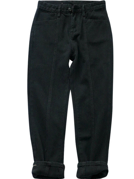 Blugi de dama cu talie inalta si buzunare-stil retro