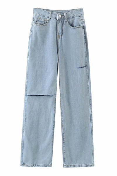 Ευρύ μοντέλο καλοκαιρινά τζιν με σκισμένα μοτίβα