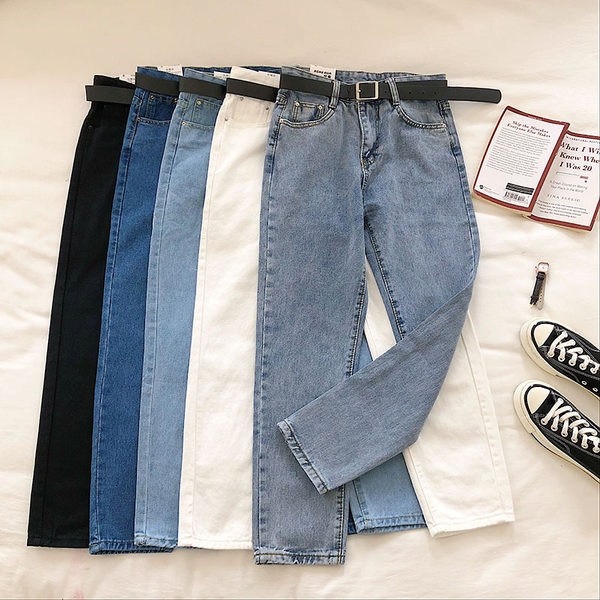 Blugi de dama cu talie inalta si buzunare