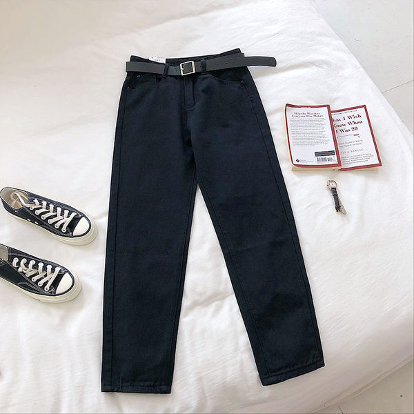 Blugi de dama cu talie inalta si buzunare