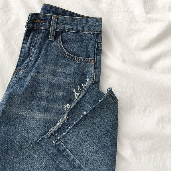 Blugi retro de dama cu talie inalta si buzunare