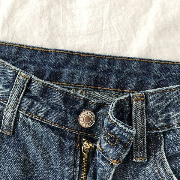 Blugi retro de dama cu talie inalta si buzunare