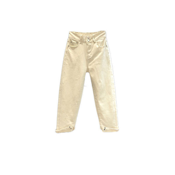 Sieviešu džinsu plats modelis ar augstu vidukli un kabatām