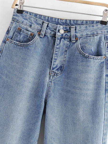 Ευρύ μοντέλο τζιν με σκισμένο μοτίβο για γυναίκες