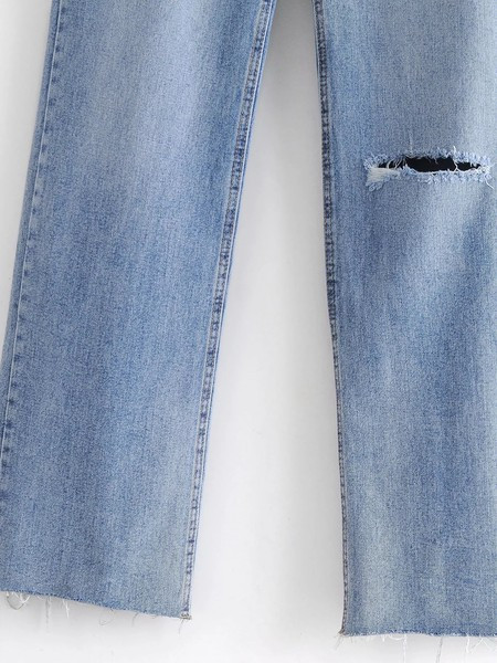 Ευρύ μοντέλο τζιν με σκισμένο μοτίβο για γυναίκες