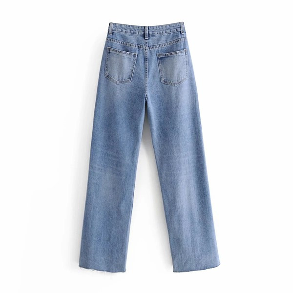 Ευρύ μοντέλο τζιν με σκισμένο μοτίβο για γυναίκες