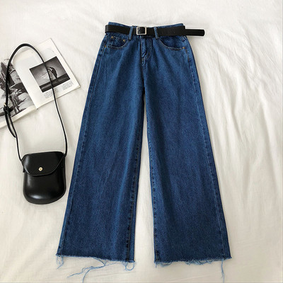 Γυναικεία τζιν ίσιο μοντέλο με ψηλή μέση και τσέπες