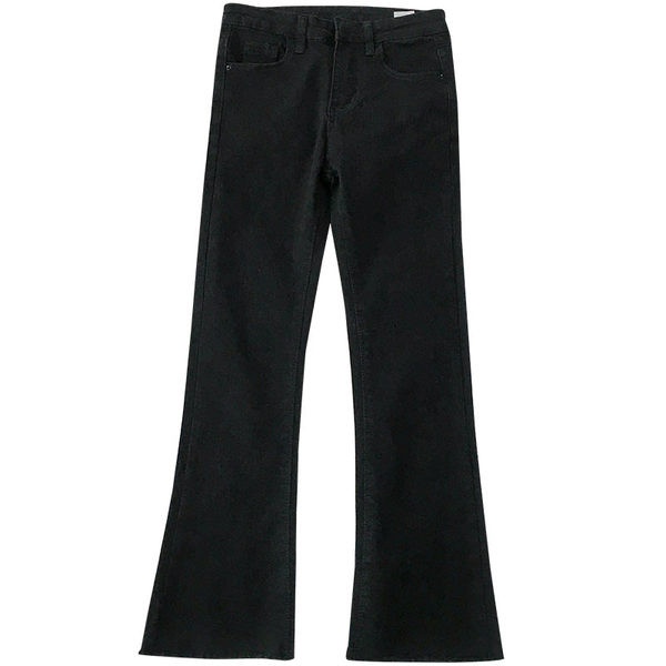 Γυναικεία τζιν με τσέπες και  κουμπί σ μαύρο χρώμα