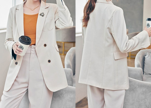 Geaca de dama actuala model lung lat cu nasturi