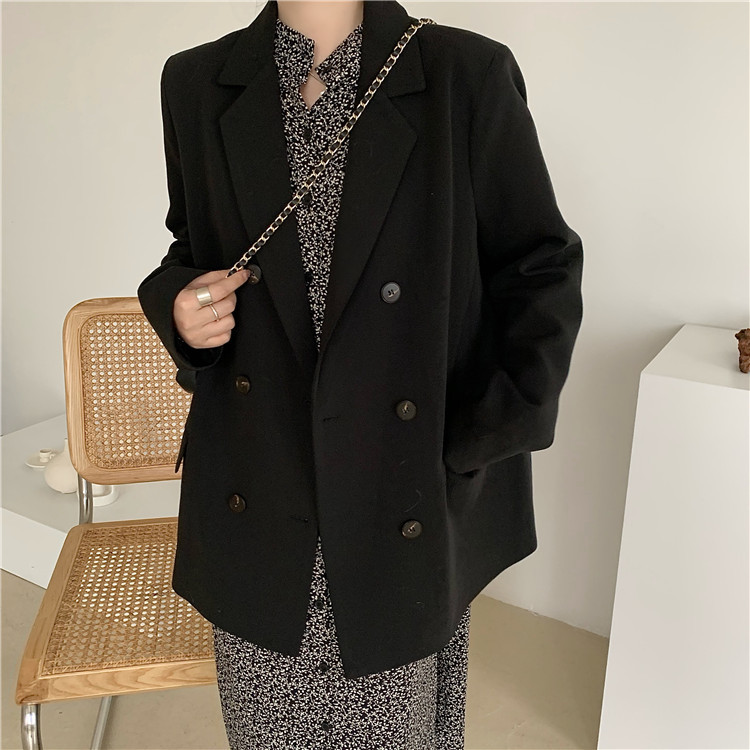 Γυναικείο καθημερινό σακάκι φαρδύ μακρύ μοντέλο με ντεκολτέ 