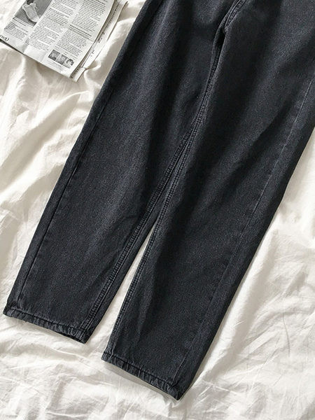 Sieviešu platie džinsi ar kabatām un elastīgu jostasvietu