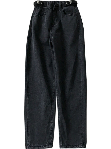 Sieviešu platie džinsi ar kabatām un elastīgu jostasvietu