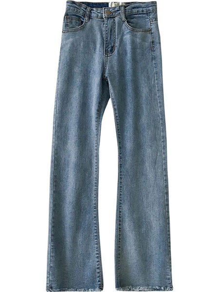 Mūsdienīgi sieviešu džinsi ar kabatām un pogu