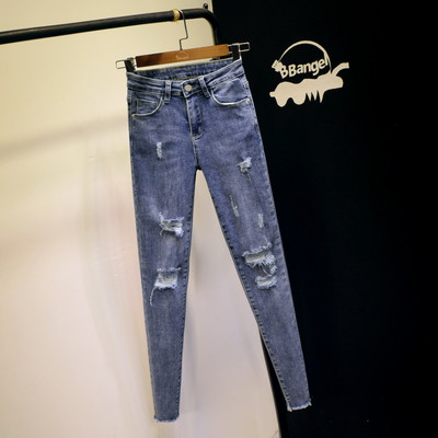 Casual γυναικεία τζιν με σκισμένα μοτίβα Slim μοντέλο