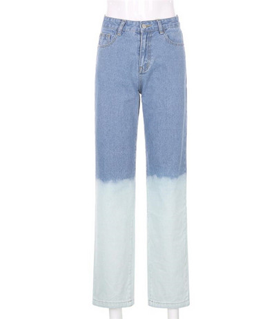 Model larg de blugi in culori irizate