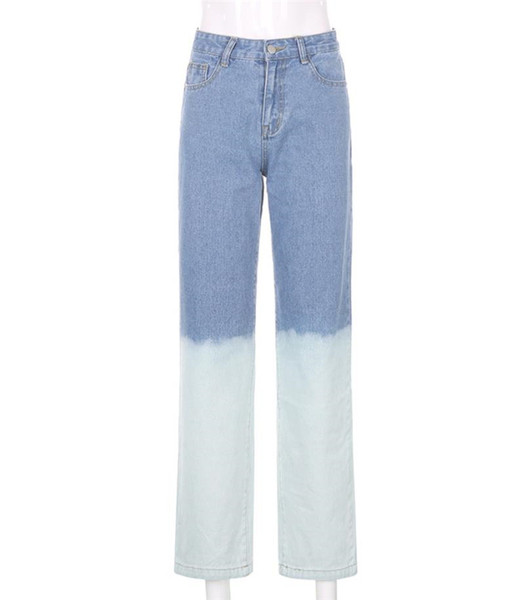 Model larg de blugi in culori irizate