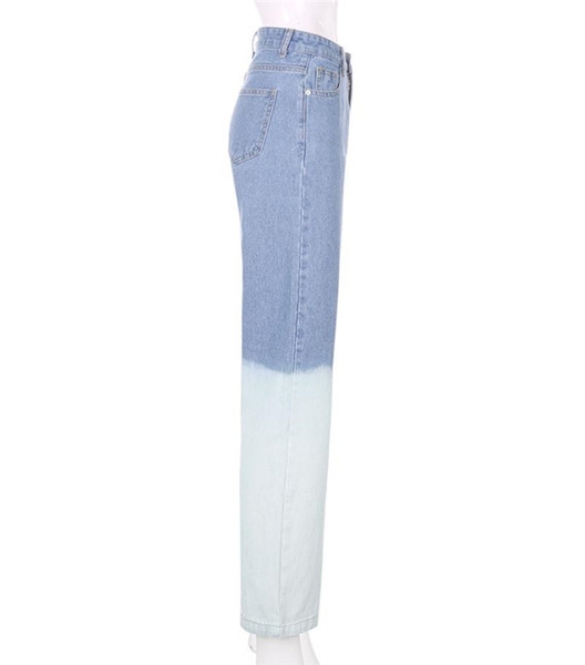 Model larg de blugi in culori irizate