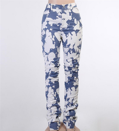 Μακρυά τζιν με σχισμένο μοτίβο και ρέοντα χρώματα