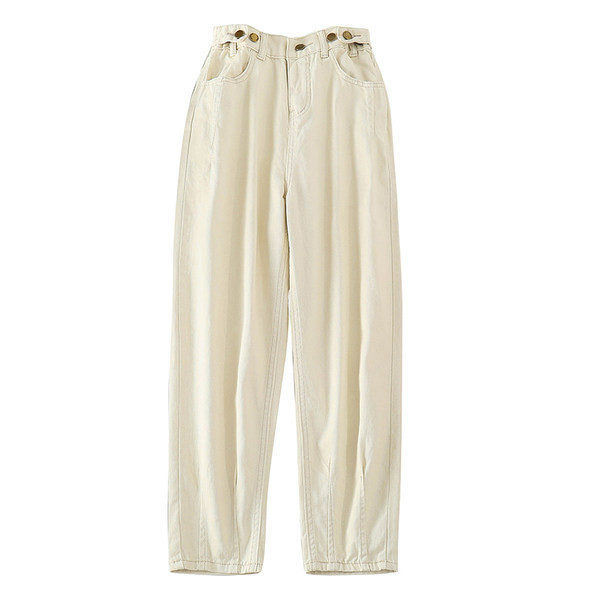 Τζιν γυναικεία με κουμπιά - φαρδύ μοντέλο