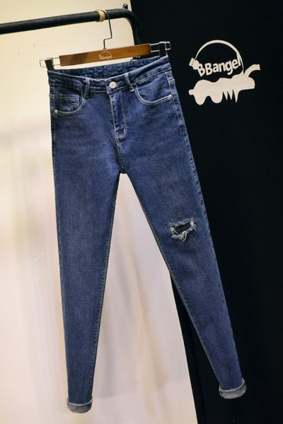 Model nou de blugi de dama cu talie inalta - in culoarea albastra