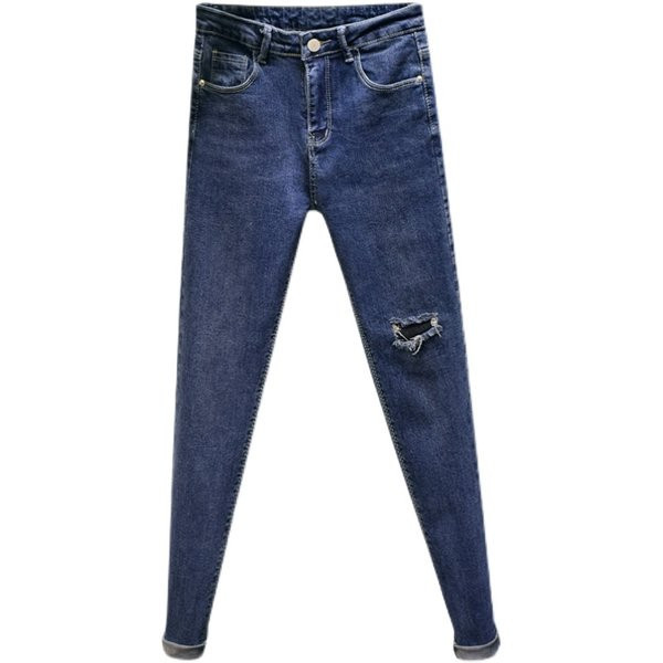 Model nou de blugi de dama cu talie inalta - in culoarea albastra