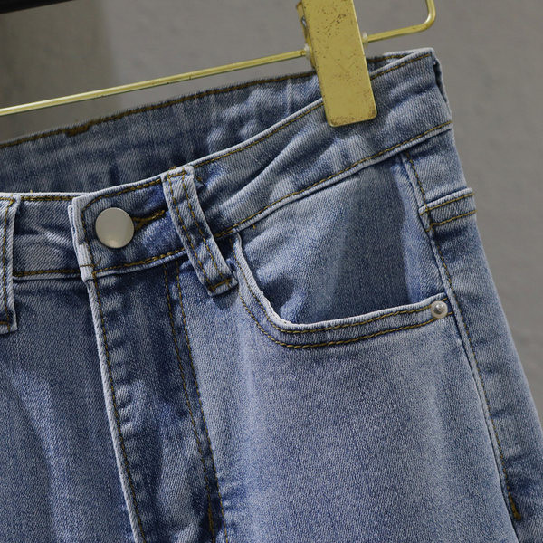 Blugi de dama cu cravate si talie inalta