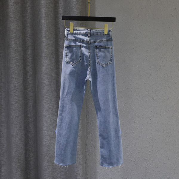 Blugi de dama cu cravate si talie inalta