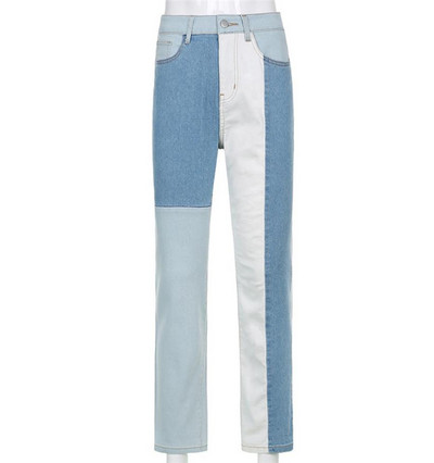 Γυναικεία μοντέρνα τζιν με ψηλή μέση σε ανοιχτό χρώμα