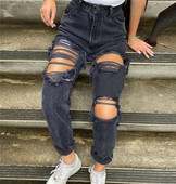 Blugi de dama model drept cu efect rupt