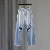 Blugi casual dama cu model rupt si buzunare - model lat