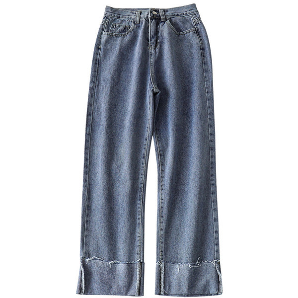 Blugi lati cu buzunare si talie inalta