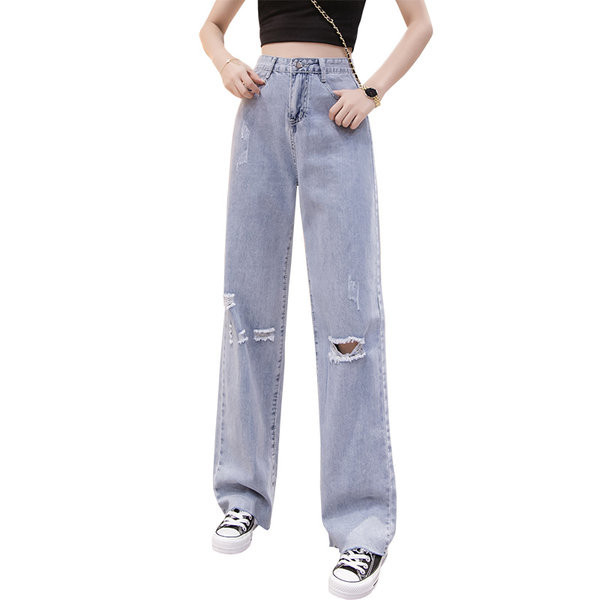 Γυναικεία καλοκαιρινά τζιν με φαρδιά πόδια