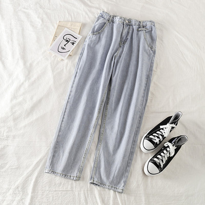 Casual τζιν με κουμπί και ψηλή μέση